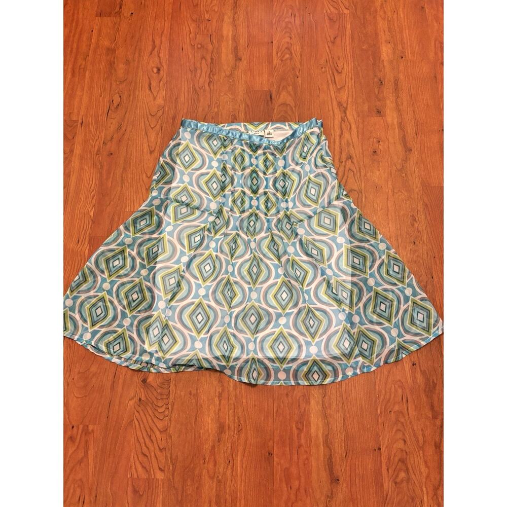 Cato Girls Y2K Knee-Length Skirt Geometric Green & Blue Size 14